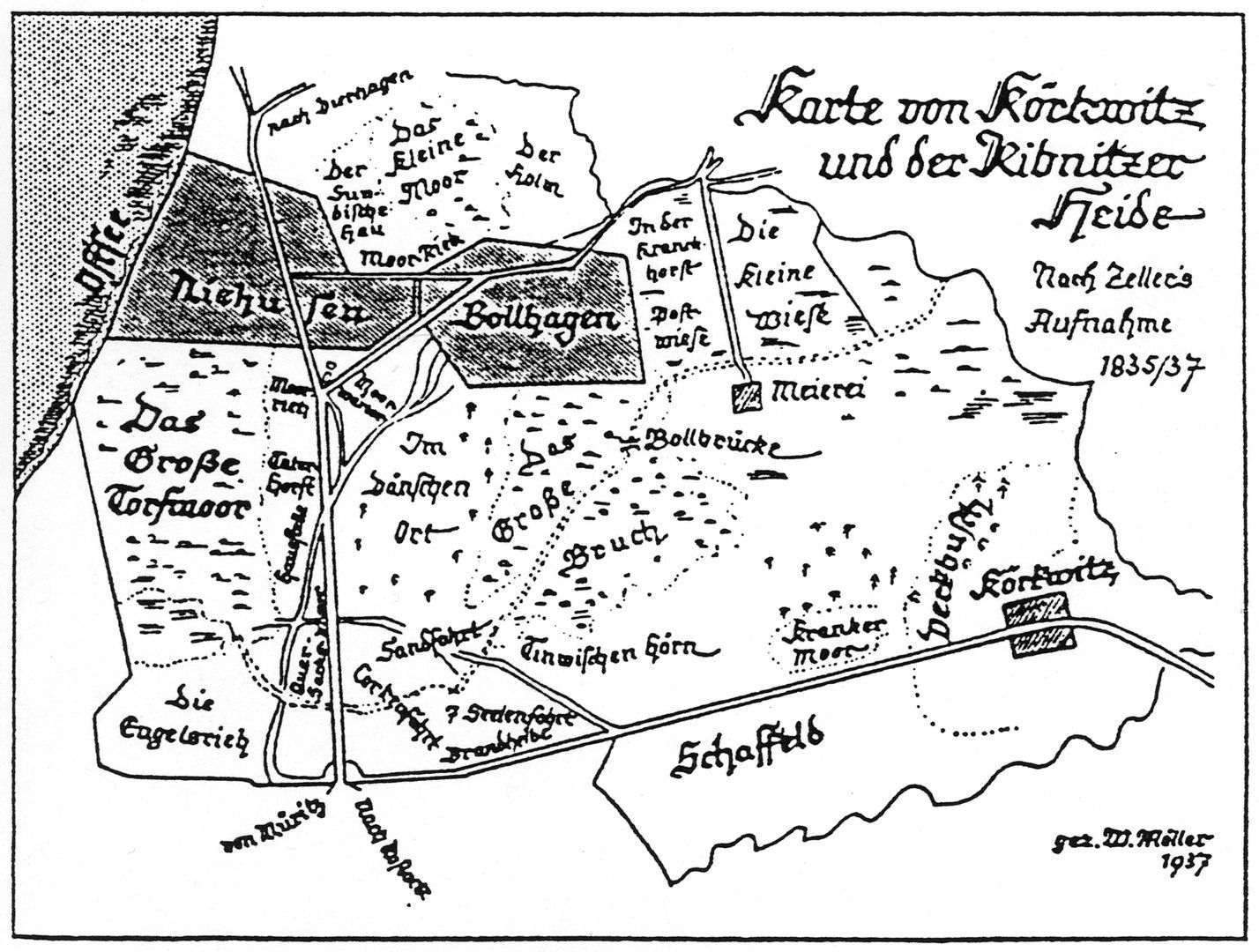 Karte von Körkwitz 1835
